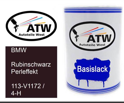 BMW, Rubinschwarz Perleffekt, 113-V1172 / 4-H: 500ml Lackdose, von ATW Autoteile West.